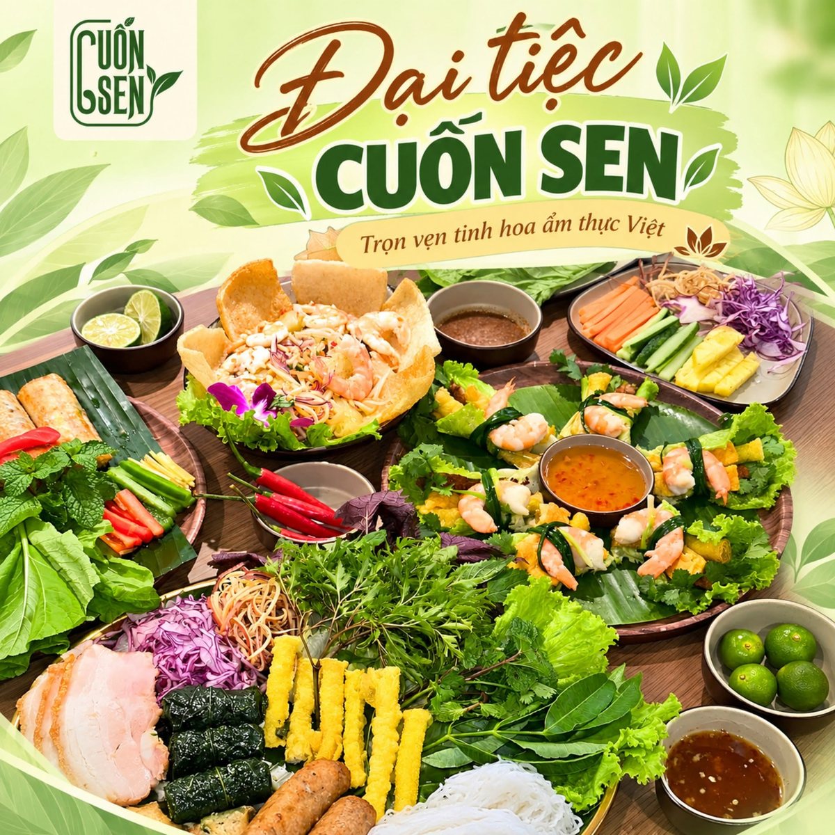 Ấn phẩm Đại tiệc Cuốn Sen cho Nhà hàng Cuốn Sen